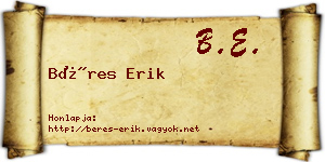 Béres Erik névjegykártya